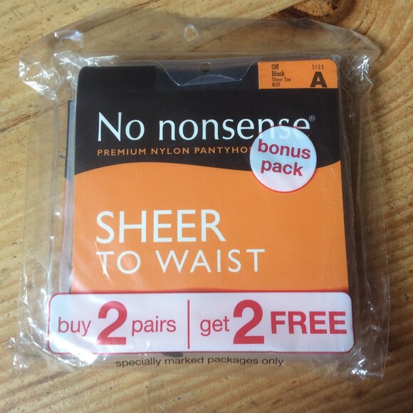 No Nonsense VTG Sheer to Waist New Off Black Premium Nylon Pantyhose 4 Pair SZ A - Picture 1 of 4